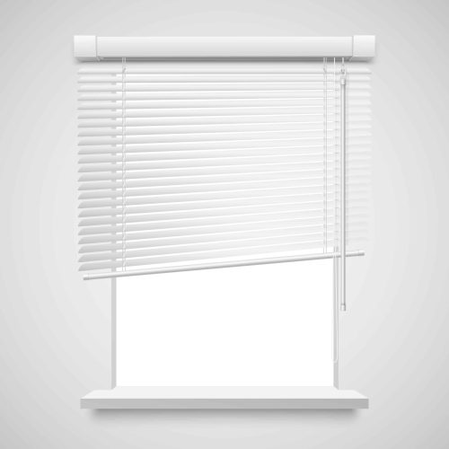 Realistic home related blinds vector illustration isolated on white.